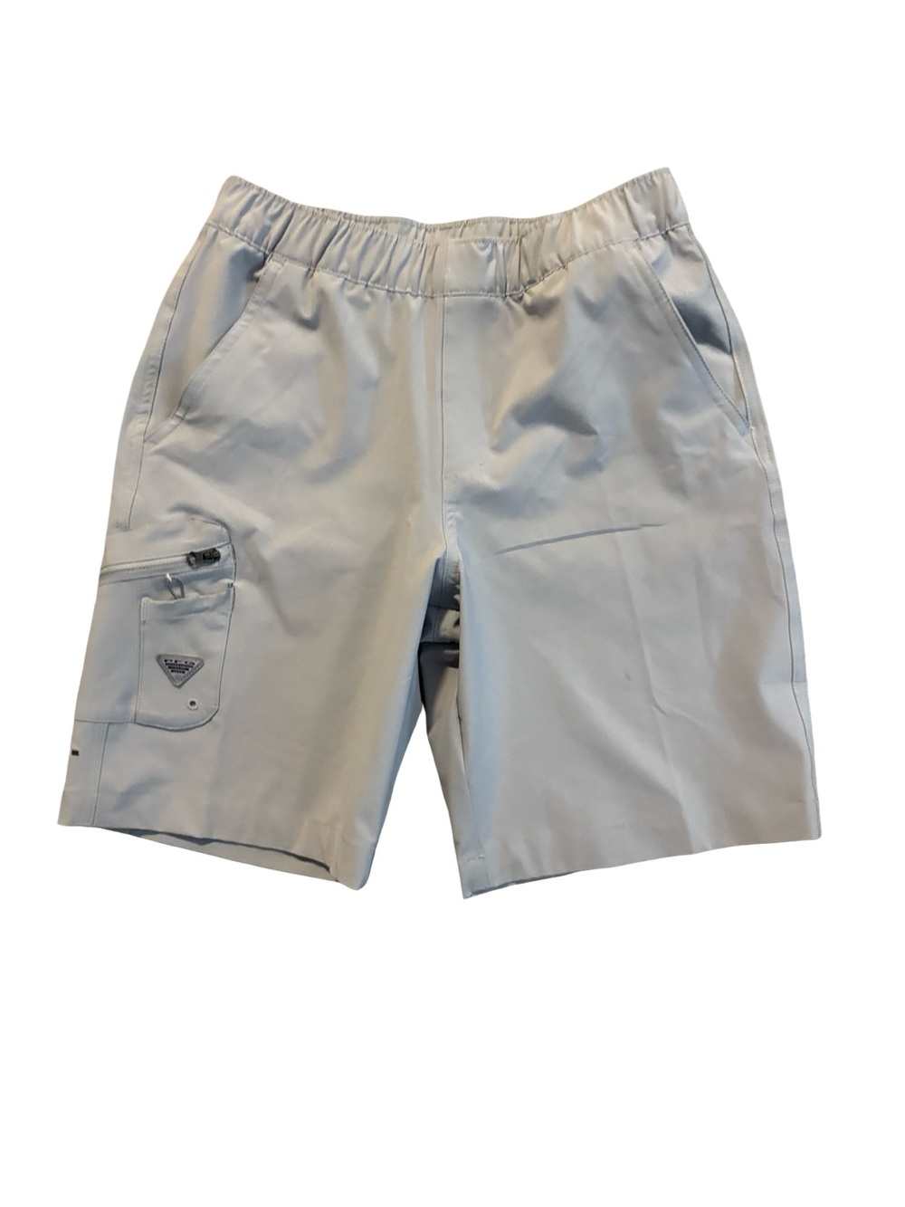 Columbia PFG Omnishade Boys Light Gray Cargo Utility Preppy Shorts Size 10-12